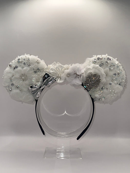 Bridal Flower Crown Headband Made with Designer Wedding Dress Fabric