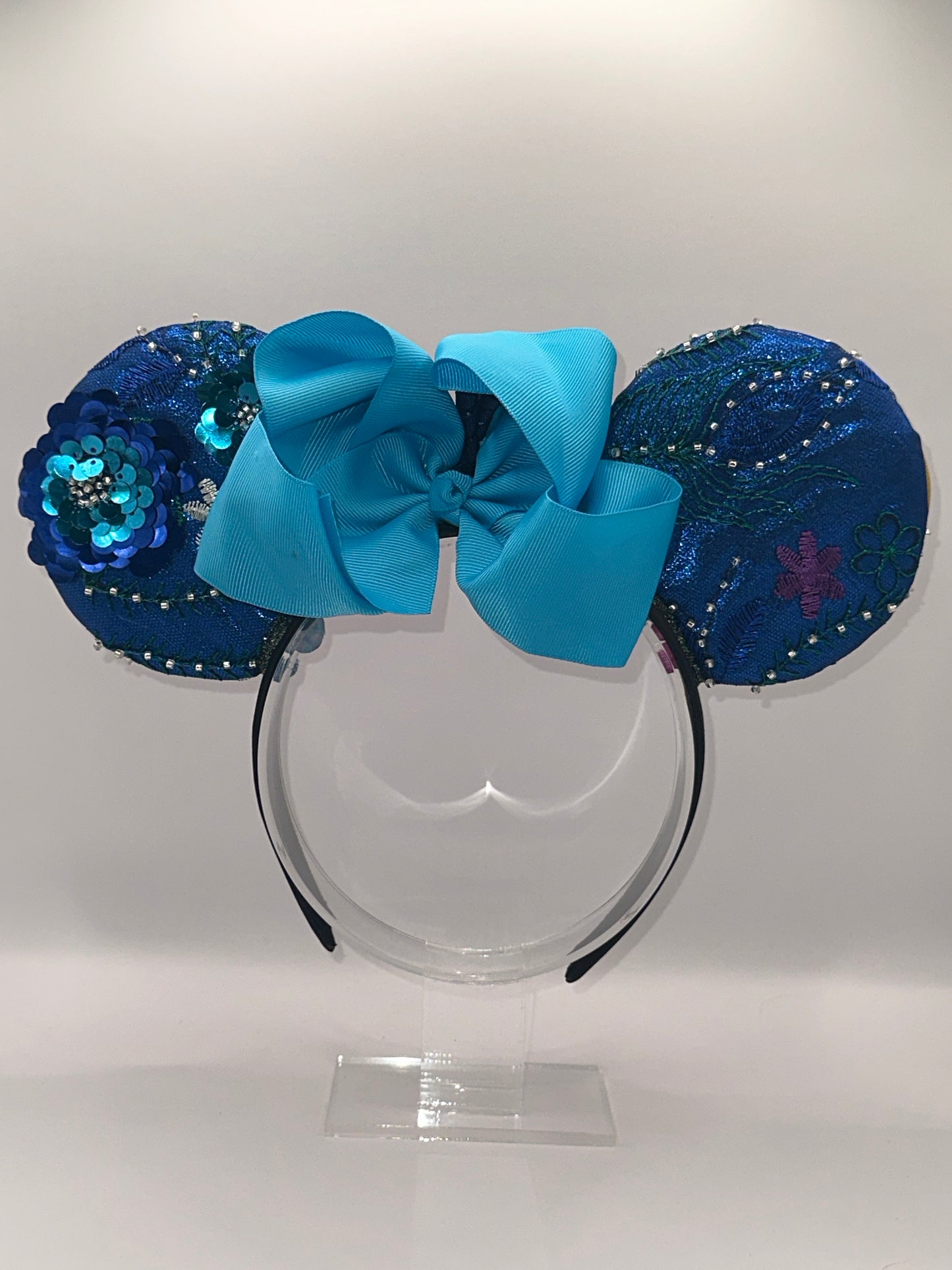 Blue & Purple Floral Sequin Flower Crown Headband