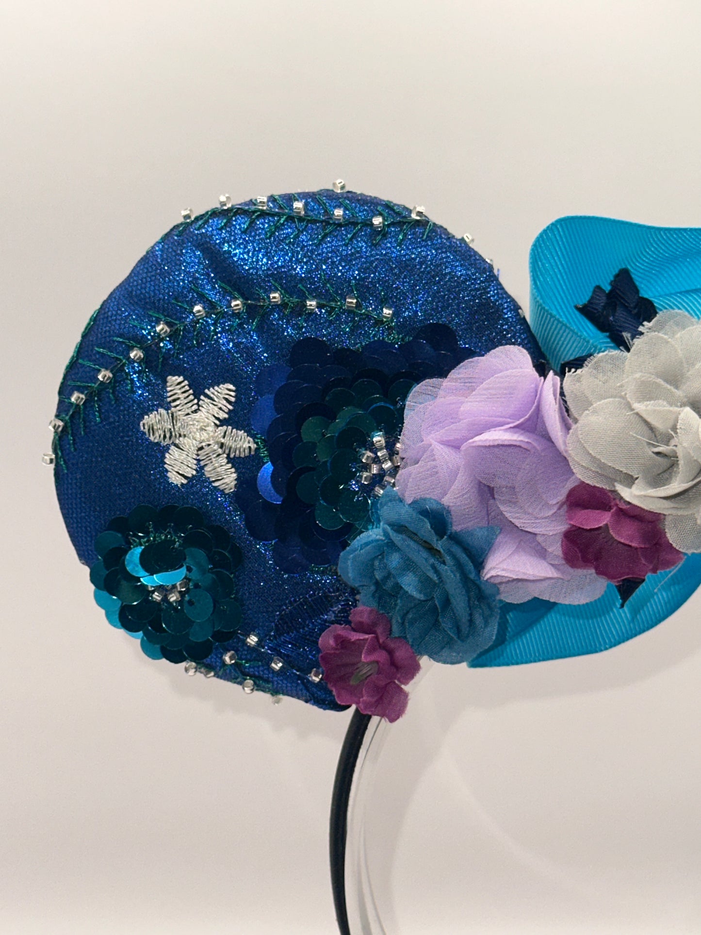 Blue & Purple Floral Sequin Flower Crown Headband